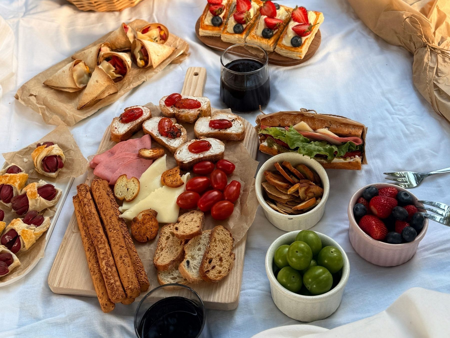 a picnic with aperitivo food
