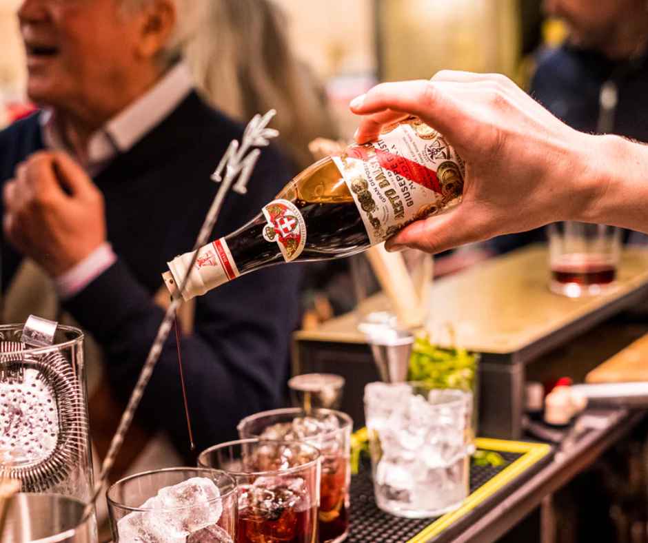 making cocktails with balsamic