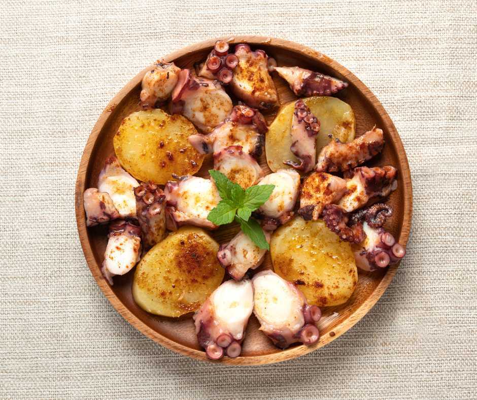 octopus with paprika in potatoes dish