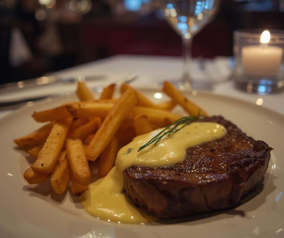 Pan-seared steak, crisp frites, béarnaise